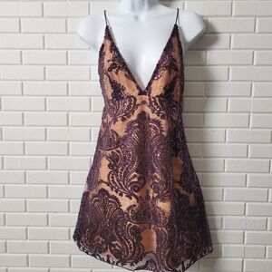 Free People Night Shimmers Mini Dress Sz 2 Purple Sequin Flapper Cocktail